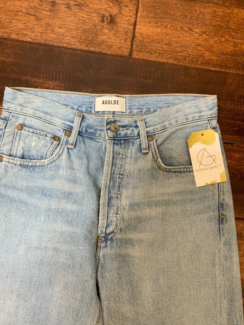 AGOLDE Light Wash Jamie High Rise Classic Distressed Blue Jeans, Size 25 - Picture 2 of 5